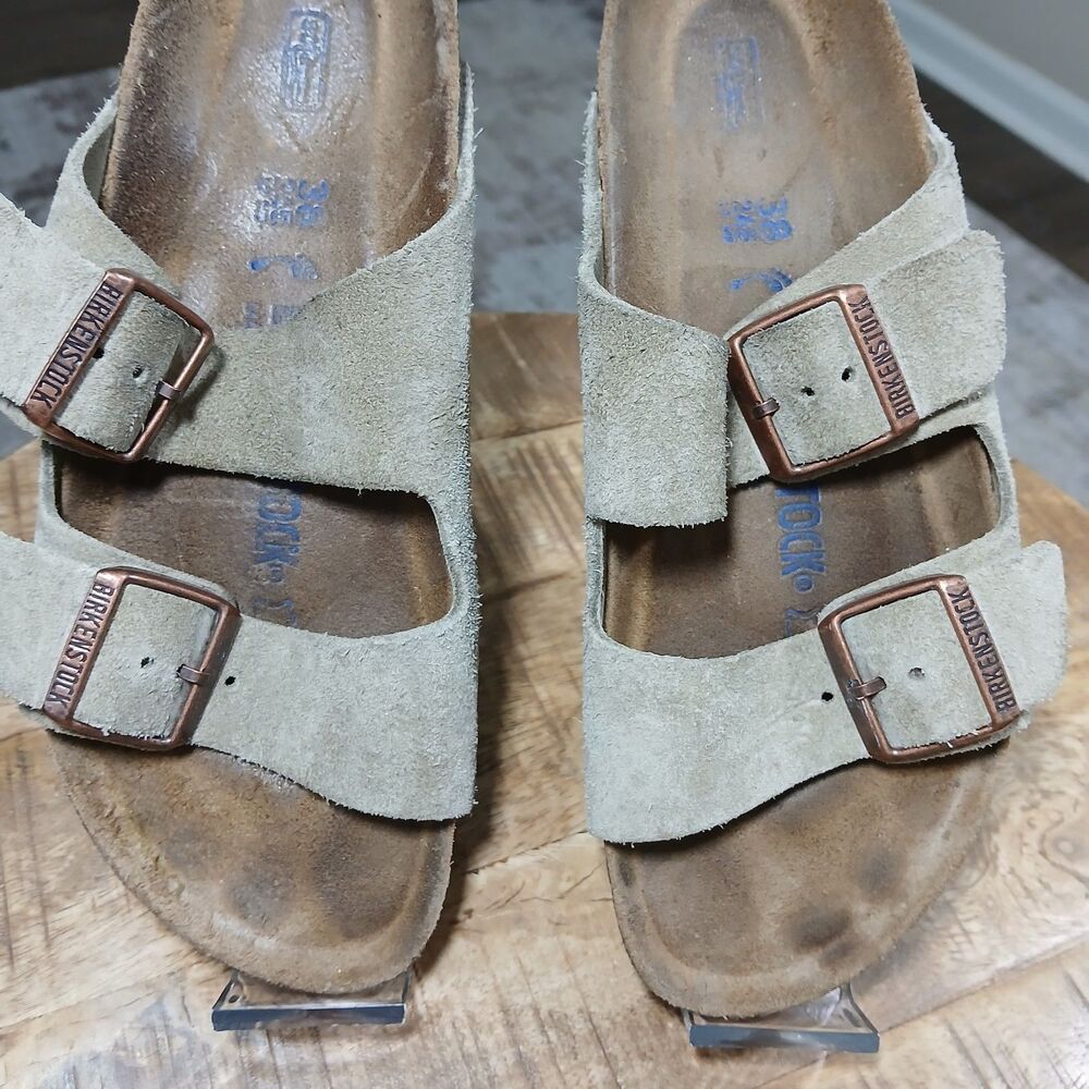 Birkenstock Arisona BS Suede Cork Sandals Stone/Tan/Taupe Womens EU 38 US 7/7.5 - Picture 2 of 15